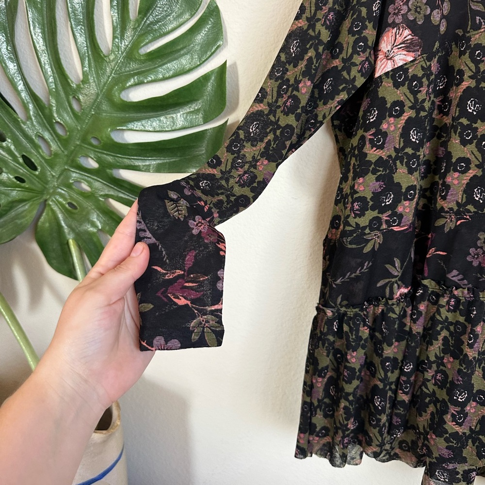 Free People Tiered Floral Mesh Long Sleeve Top - Picture 8 of 12
